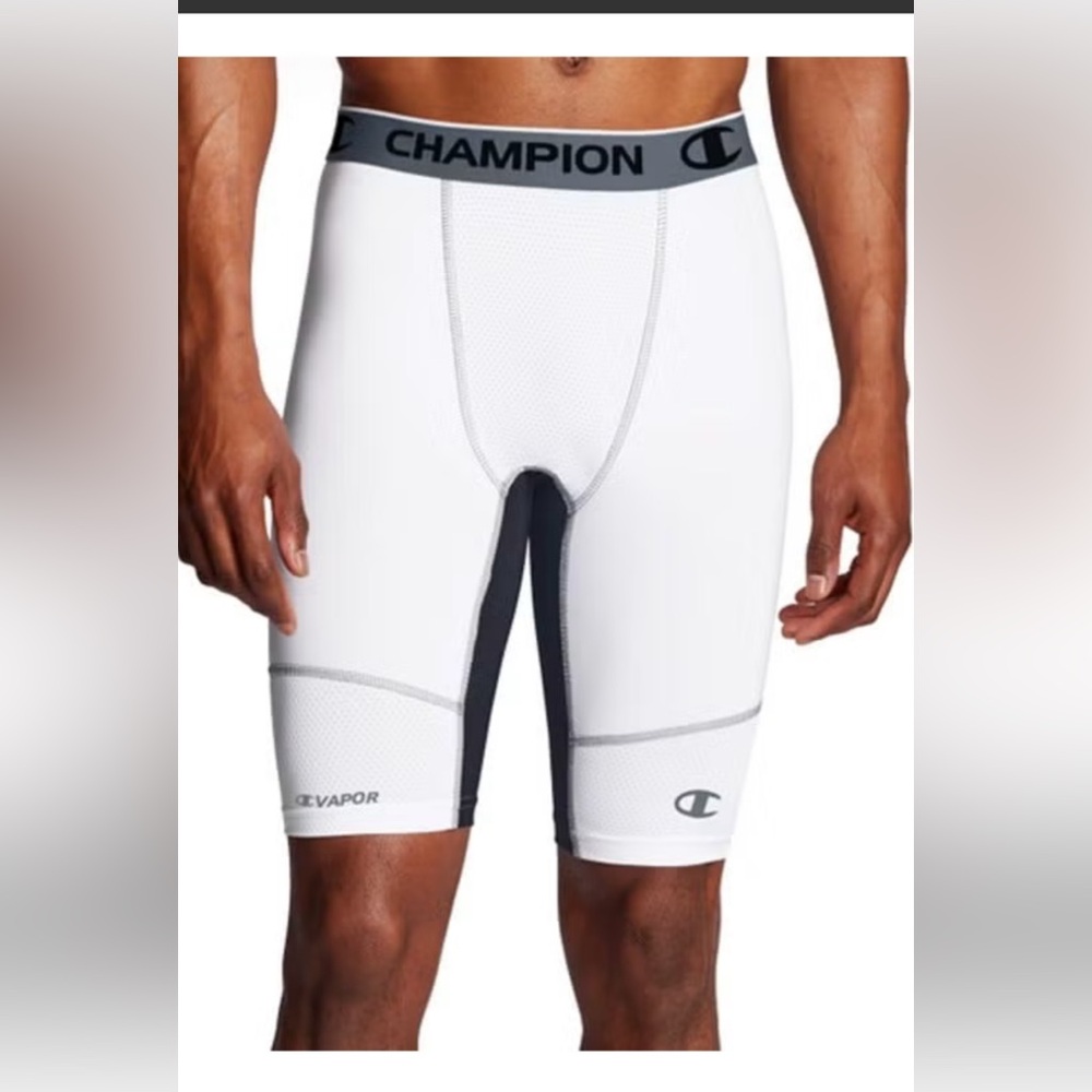 Champion Authentic Men’s 9” Powerflex compression shorts size XL white NWT